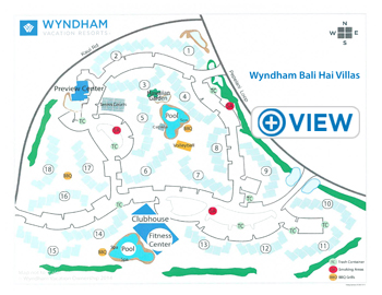 Map to Club Wyndham Bali Hai Villas